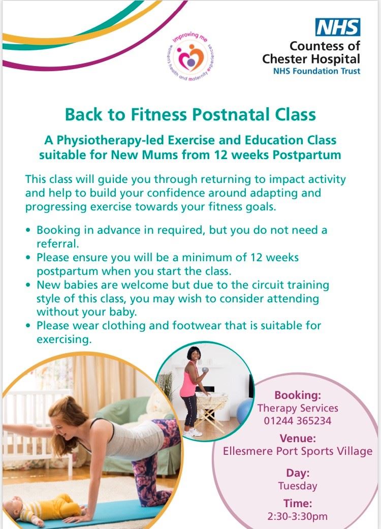 Back To Fitness Postnatal Class Ellesmere Port Sports Village Tuesday 2.30-3.30pm